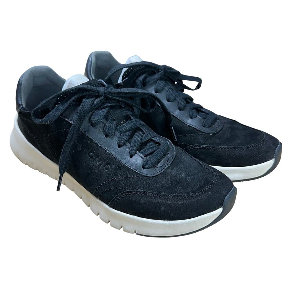 Vionic Uptown Sneaker Black Nubuck Lace Up Women's Sz 6.5 M Excellent Condition